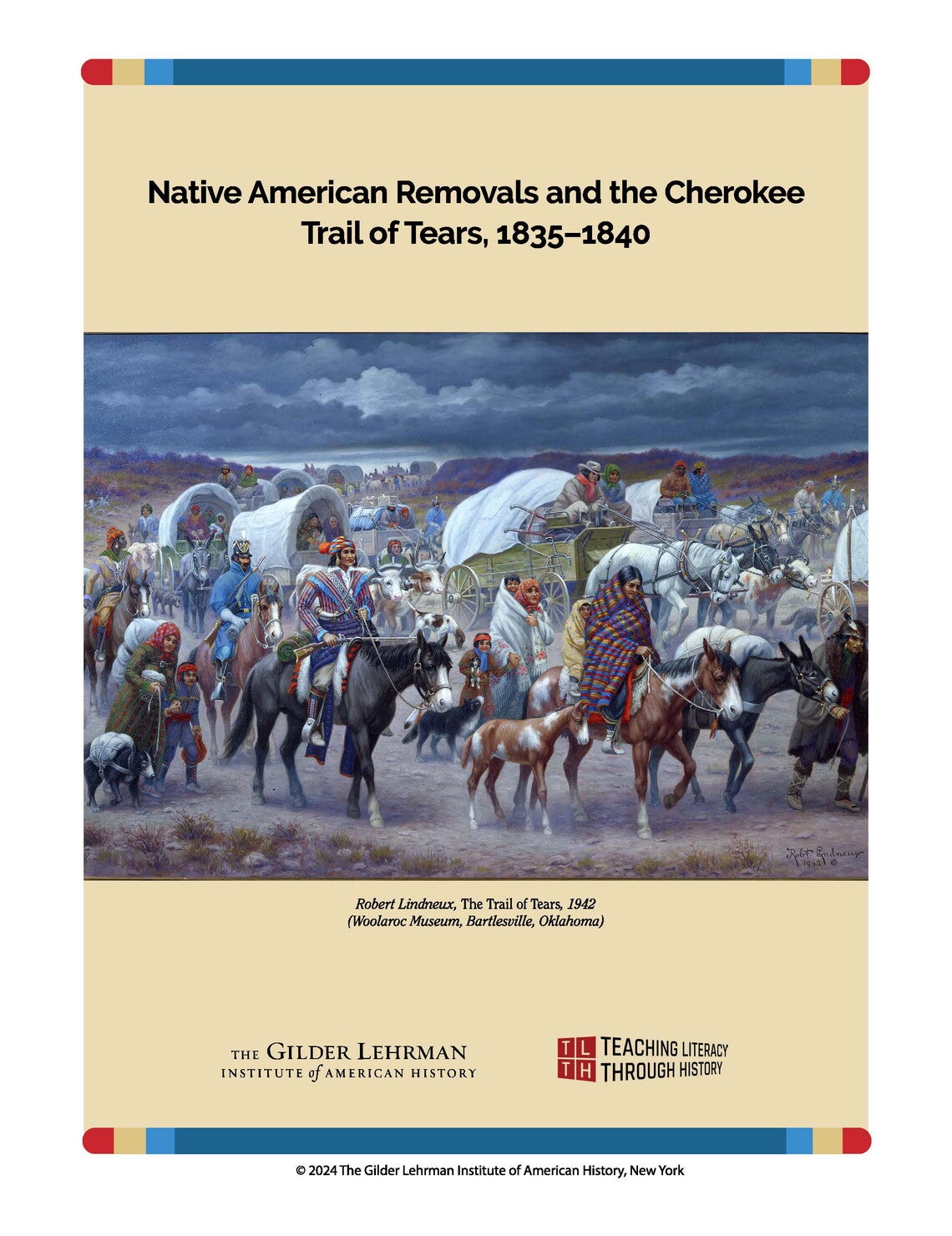 Robert Lindneux's painting of the The Trail of Tears. The painting shows American Indians forcibly relocating.