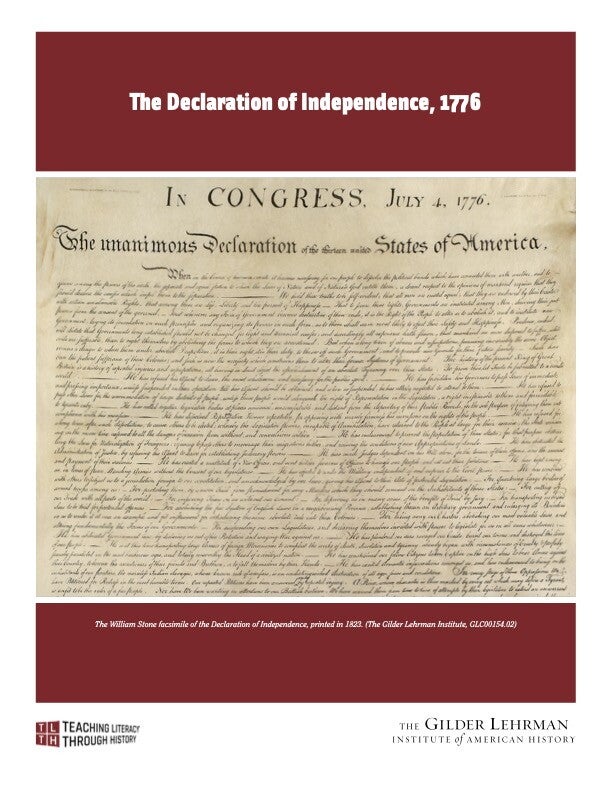 Cover of lesson plan featuring image of Declaration