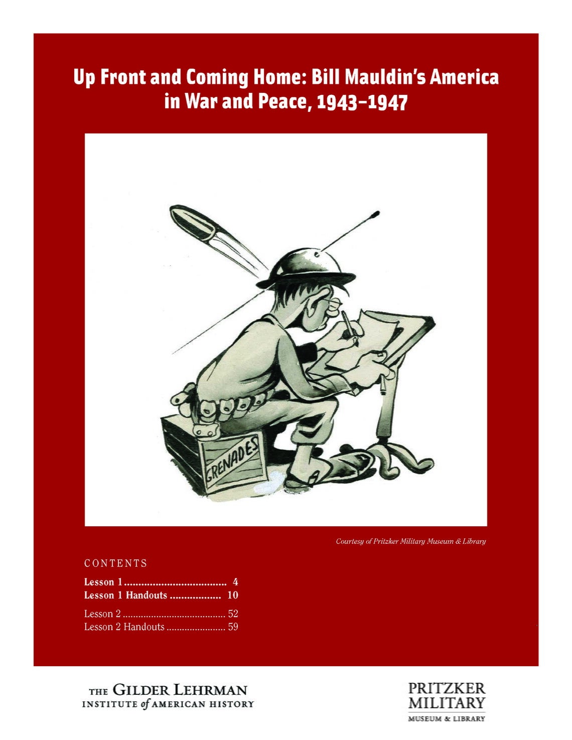The cover of the lesson plan Up Front and Coming Home: Bill Mauldin’s America in War and Peace, 1943–1947.