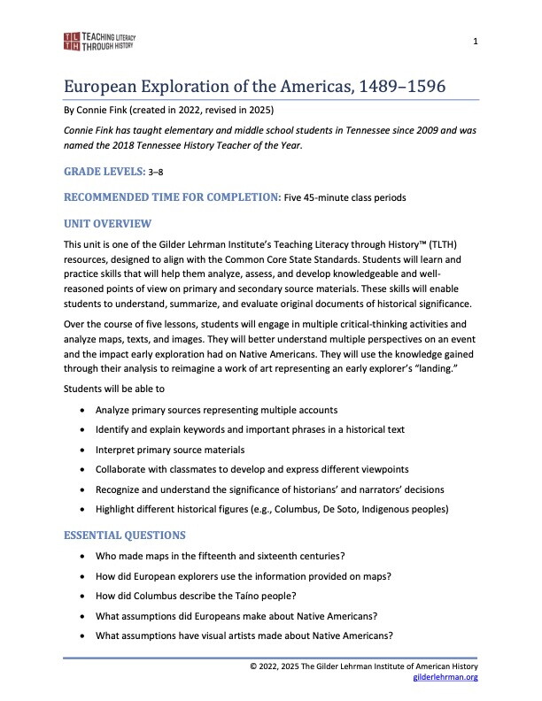 First page of lesson plan PDF