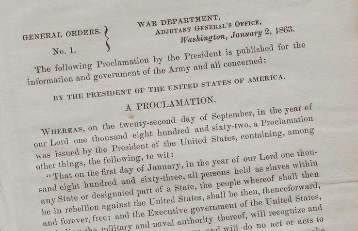 Detail of Lincoln's Emancipation Proclamation