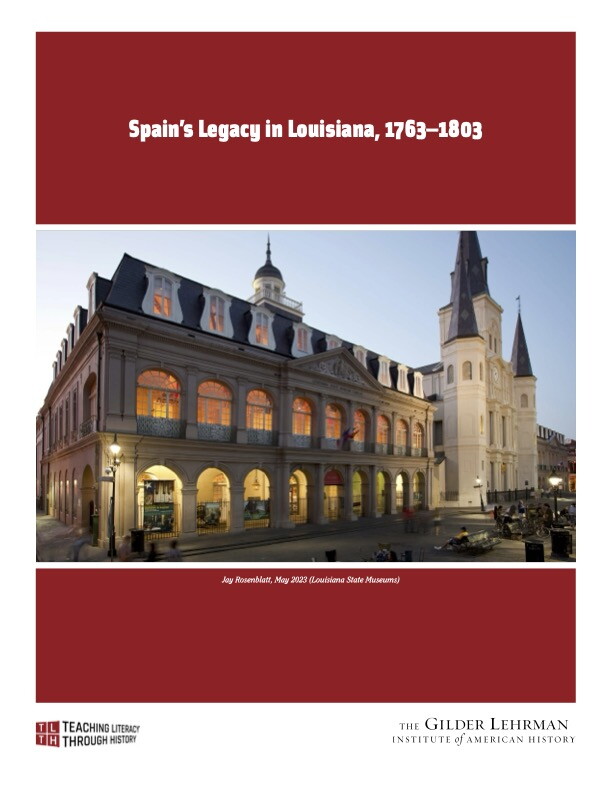 Cover image of lesson plan featuring a photograph of the Cabildo and St. Louis Cathedral in New Orleans from 2023