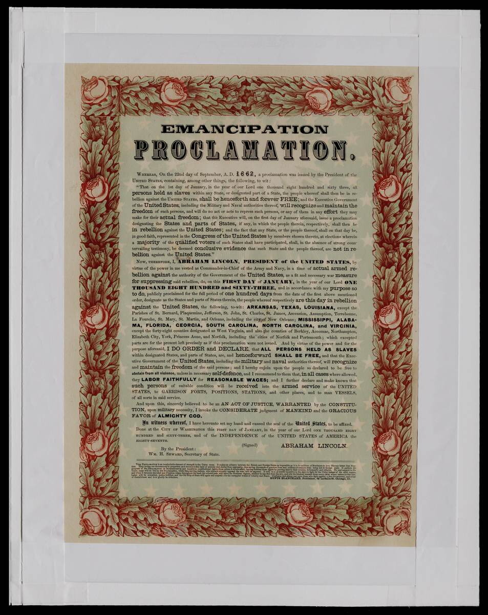 Printing of the Emancipation Proclamation
