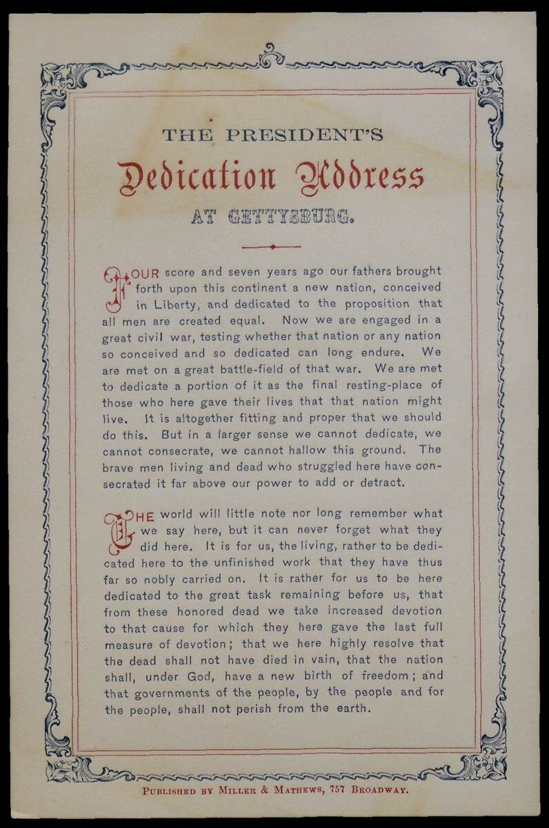 Lincoln's Dedication Address at Gettysburg