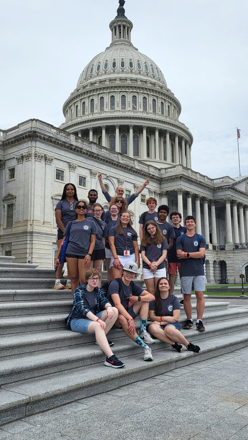 Students on the steps outside of the U.S. Capitol.