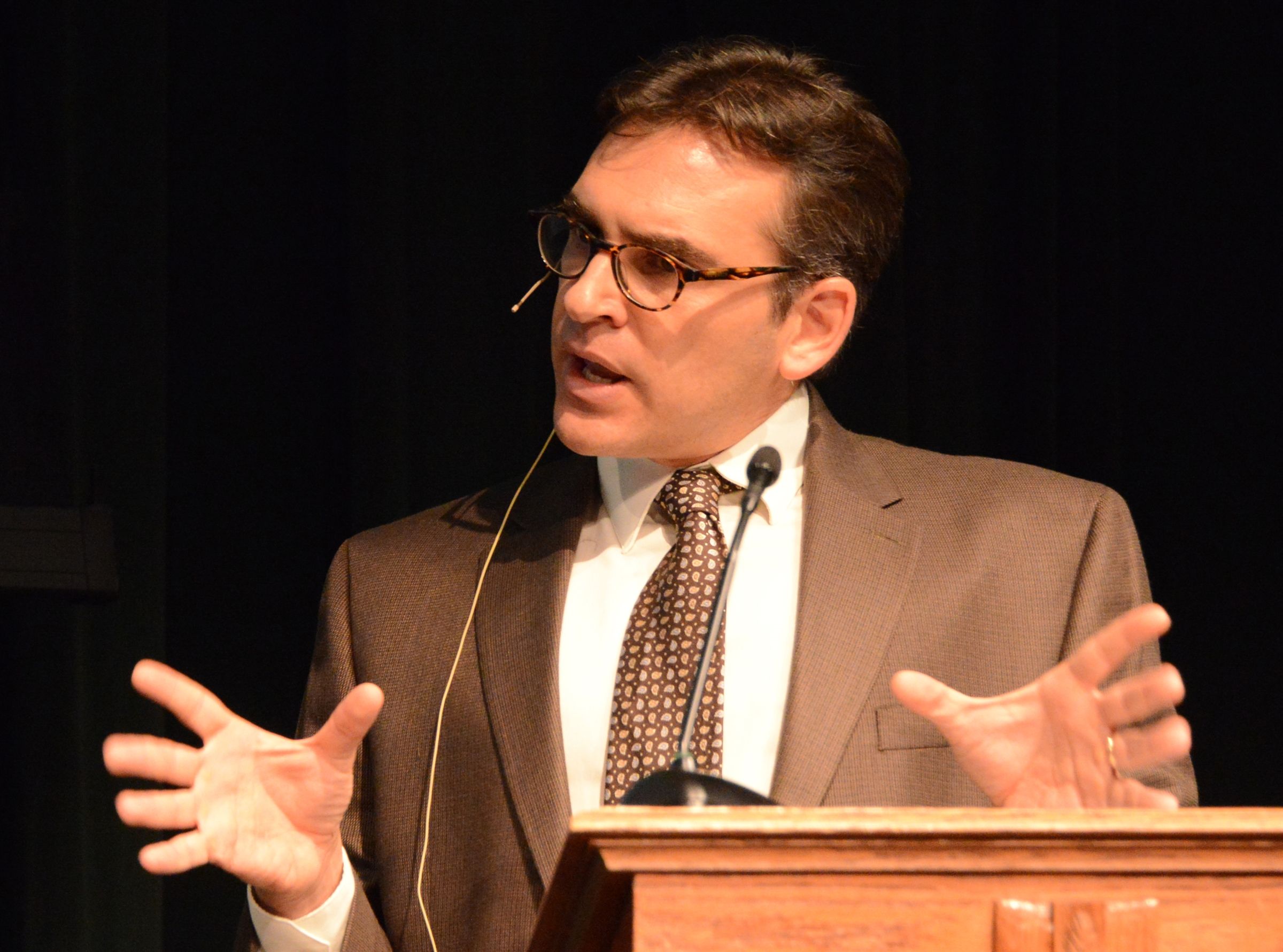 Michael Neiberg (pictured lecturing at the Roxbury Latin School)